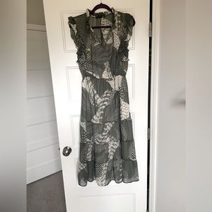 Black Tape safe green & cream midi dress, size medium, worn once for pictures